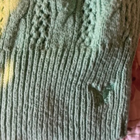 American Eagle Y2K Vintage Knit Sweater Size XS Crewneck 3/4 Sleeve Womens Green - Picture 3 of 4